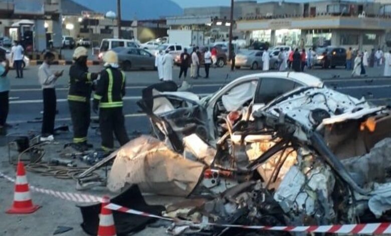 حادث مرور مروعا في السعودية في طريق الحبيل بمحافظة رجال ألمع