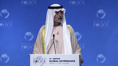 الوزير الإماراتي الشيخ نهيان بن مبارك يفتتح مؤتمر السياسة العالمية في أبوظبي