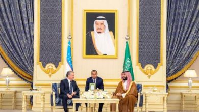 صورة ولي العهد السعودي ورئيس أوزبكستان يعقدان جلسة مباحثات