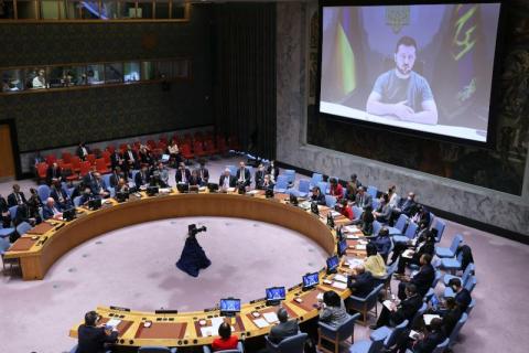 زيلينسكي: روسيا سوف تدمّر الدبلوماسية الدولية ومجلس الأمن