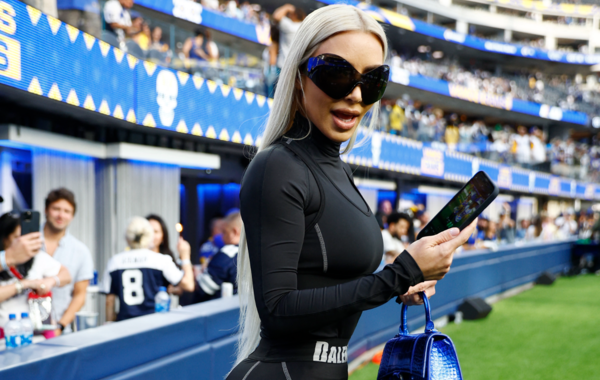 Kim Kardashian attends the game between the Dallas Cowboys and the Los Angeles Rams at SoFi Stadium on October 09, 2022 in Inglewood, California. Ronald Martinez/Getty Images/AF