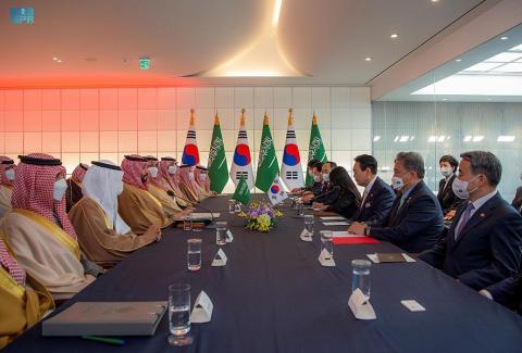ولي العهد السعودي يلتقي رئيس كوريا الجنوبية ويعقدان جلسة مباحثات