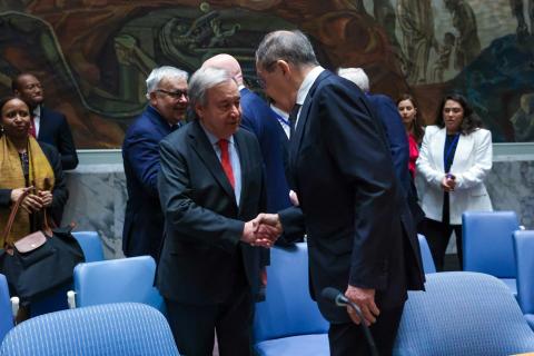 الأمين العام للأمم المتحدة ينتقد روسيا في اجتماع للأمم المتحدة برئاسة لافروف