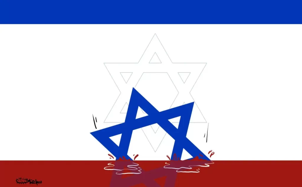 العلم الاسرائيلي ملطخ بالدم