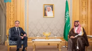 Saudi Crown Prince Hosts Palestinian VP, Discusses Strengthening Support for Palestinian Cause